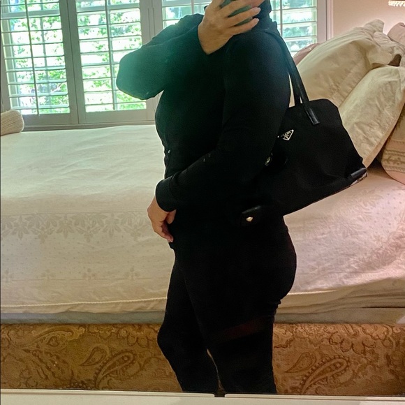 Prada Nero nylon and croc-finish leather satchel - Picture 12 of 12